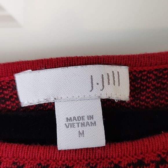 J.Jill Cotton Knit Blue & Red Houndstooth Dress Long Sleeve Size M - Picture 2 of 9